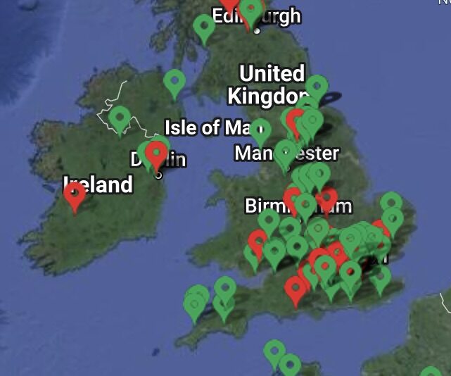 UK padel court map