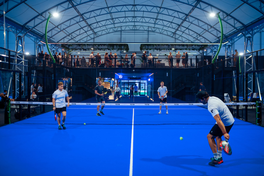 The construction of Padium padel club, Canary Wharf, London