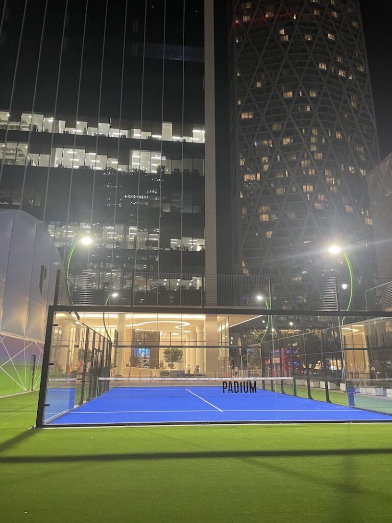 Padium padel club exterior at night