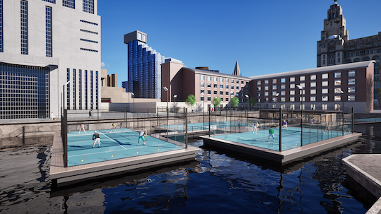 plans revealed forfloating padel courts in Liverpool.