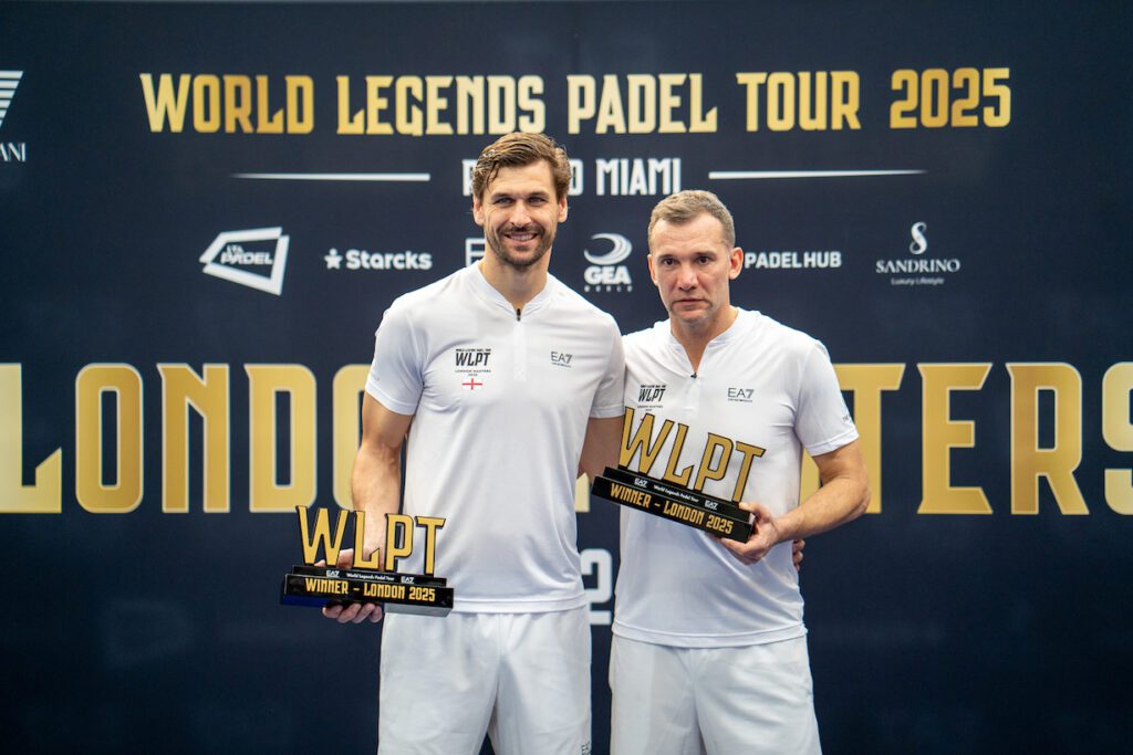 EA7 Armani World Legends Padel Tour London winners Andriy Shevchenko and Fernando Llorente