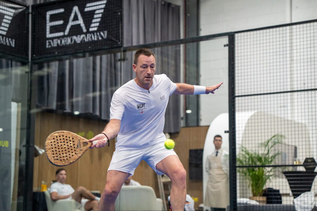 John Terry competing in the EA7 Armani World Legends Padel Tour in London.