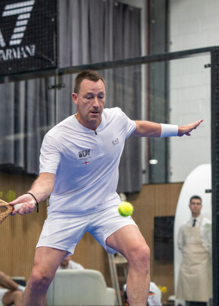 John Terry competing in the EA7 Armani World Legends Padel Tour in London.