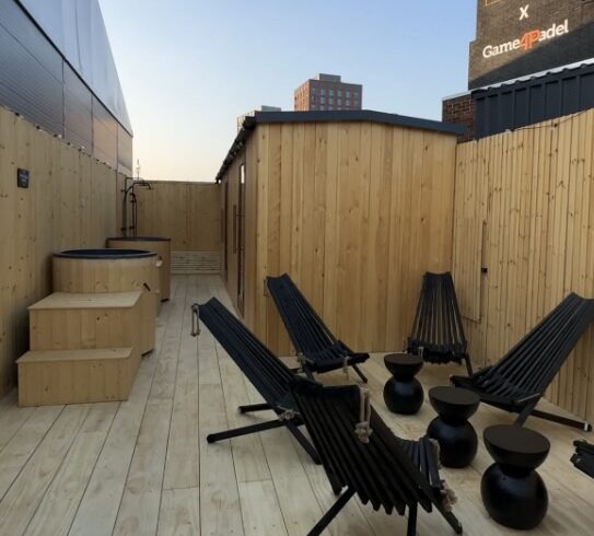 The Lowlu sauna area at Game4Padel, Armoury Way, Wandsworth.