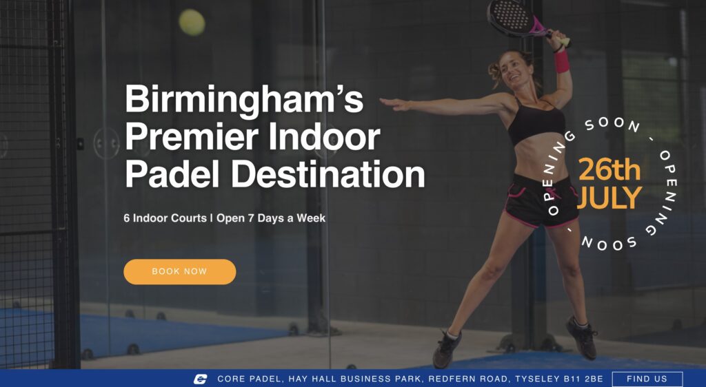 Core Padel opening indoor padel courts in Birmingham.
