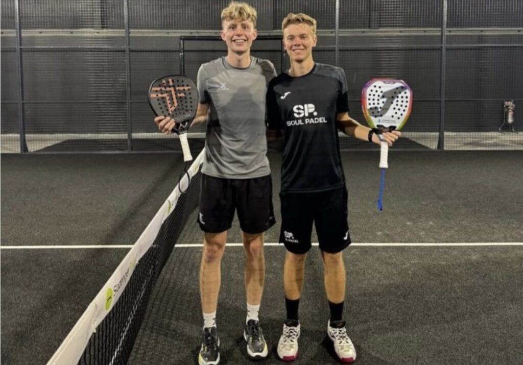 Soul Padel brand ambassador Theo Garton (right) with GB No 6 Jake Bewley.