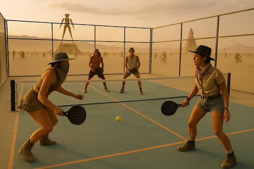 Padel in the desert at Burning Man