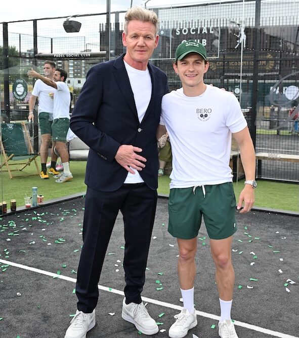 Tom Holland with Gordon Ramsey at the Bero beer London Pro Am.
